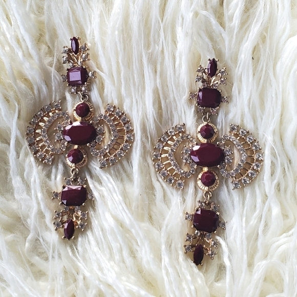 Flat Cut Garnet & Natural Split Pearl Earrings.🌴 - Picture 3 of 6